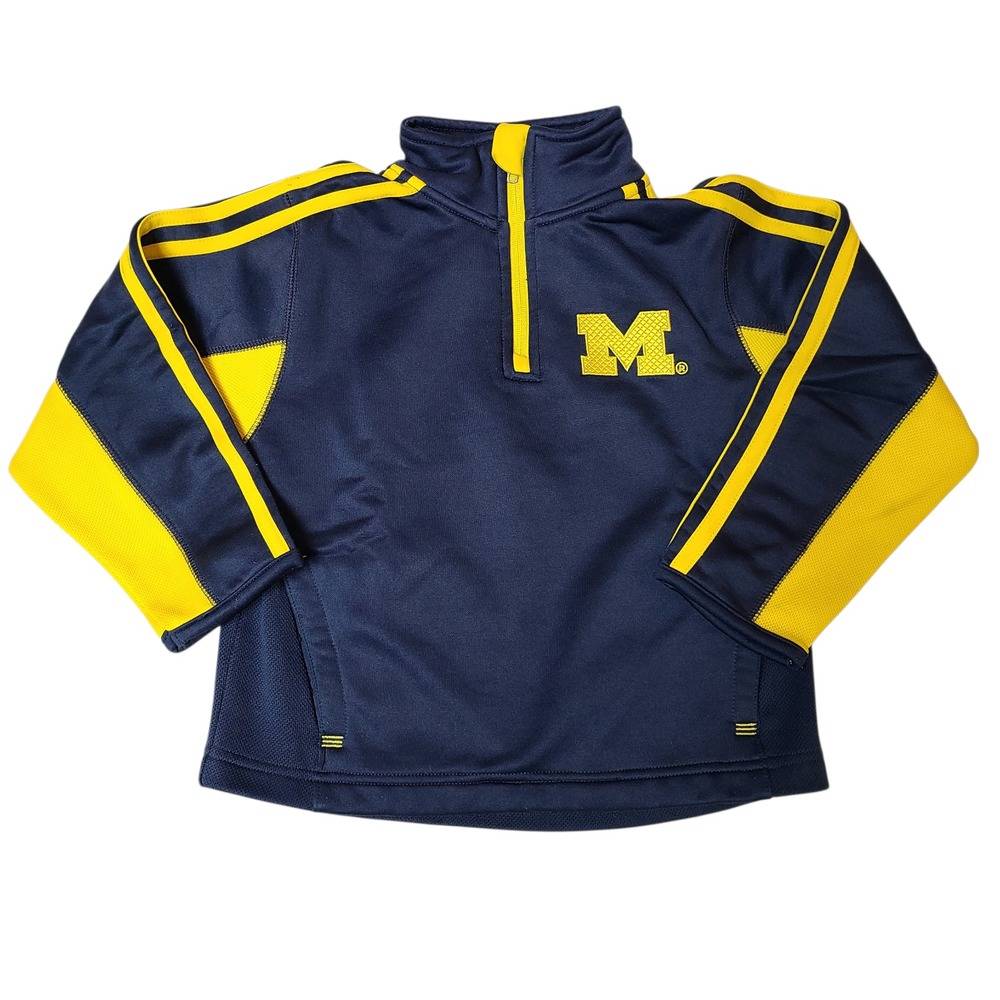 Michigan Wolverines Kids 5/6 Med Adidas Climawarm Pullover 1/4 zip Sweatshirt